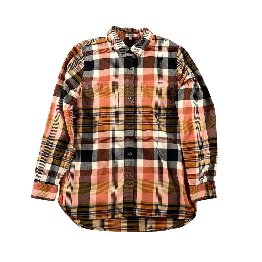Madewell Womens Size Small Seconda Plaid‎ Classic Ex-Boyfriend Button Up Shirt